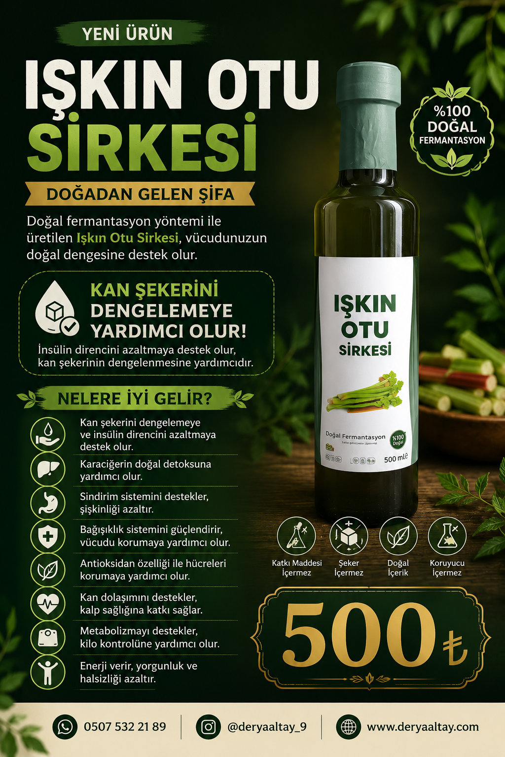 Işkın Kökü Sirkesi 500 ml